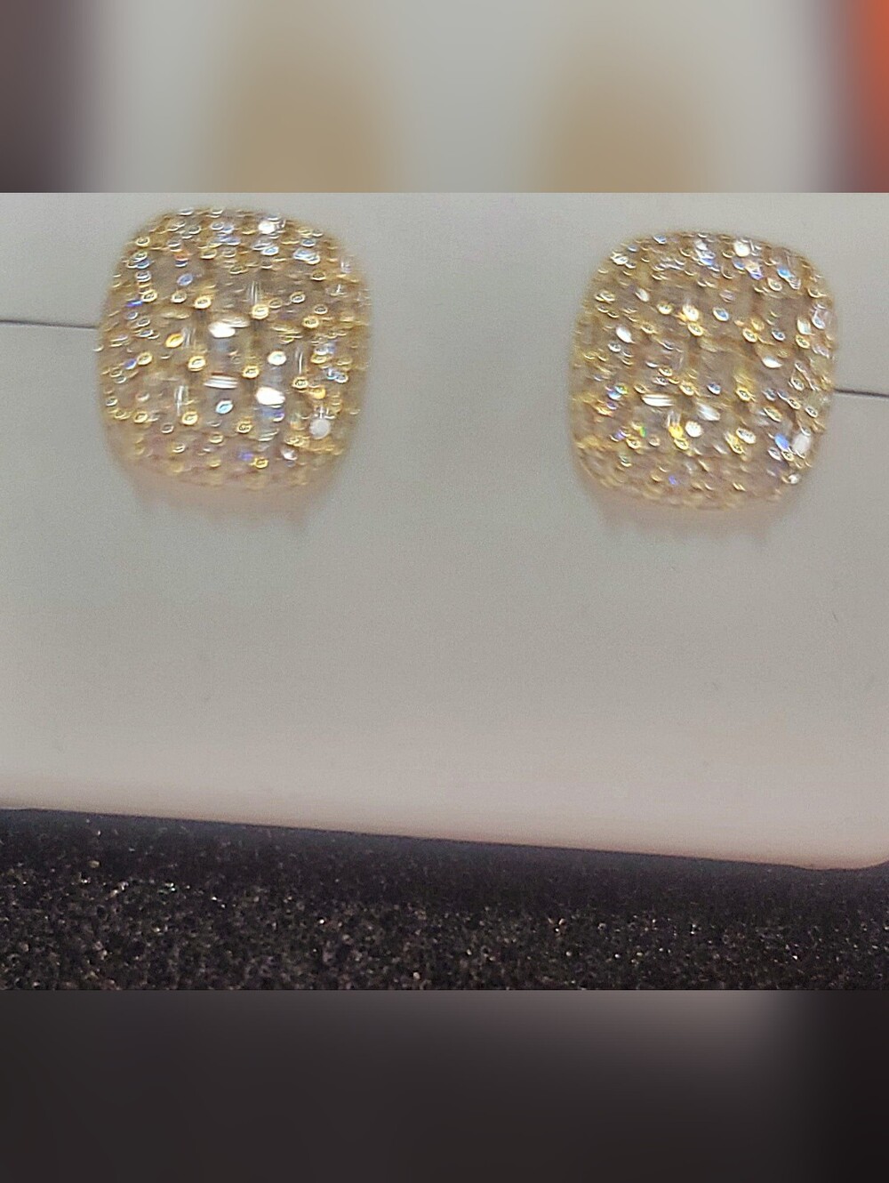 Gold Pavé Vermeil Moisonite 1ct Cushion Stud 925 Sterling Silver Earrings NWT